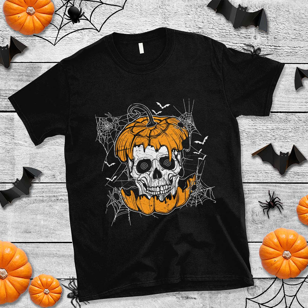 Halloween Skull T Shirt Spooky Skull In Pumpkin Halloween Costume TS02 Black Print Your Wear