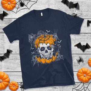 Halloween Skull T Shirt Spooky Skull In Pumpkin Halloween Costume TS02 Navy Print Your Wear
