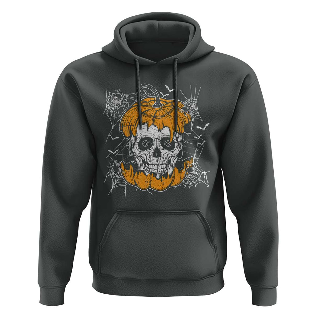 Halloween Skull Hoodie Spooky Skull In Pumpkin Halloween Costume TS02 Dark Heather Print Your Wear