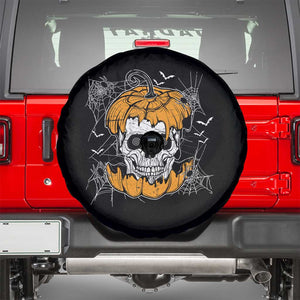 Halloween Skull Spare Tire Cover Spooky Skull In Pumpkin Halloween Costume TS02 Black Print Your Wear
