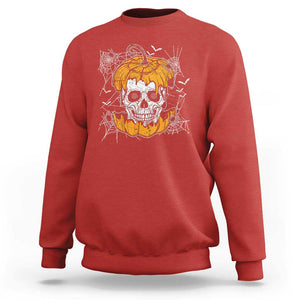 Halloween Skull Sweatshirt Spooky Skull In Pumpkin Halloween Costume TS02 Red Print Your Wear