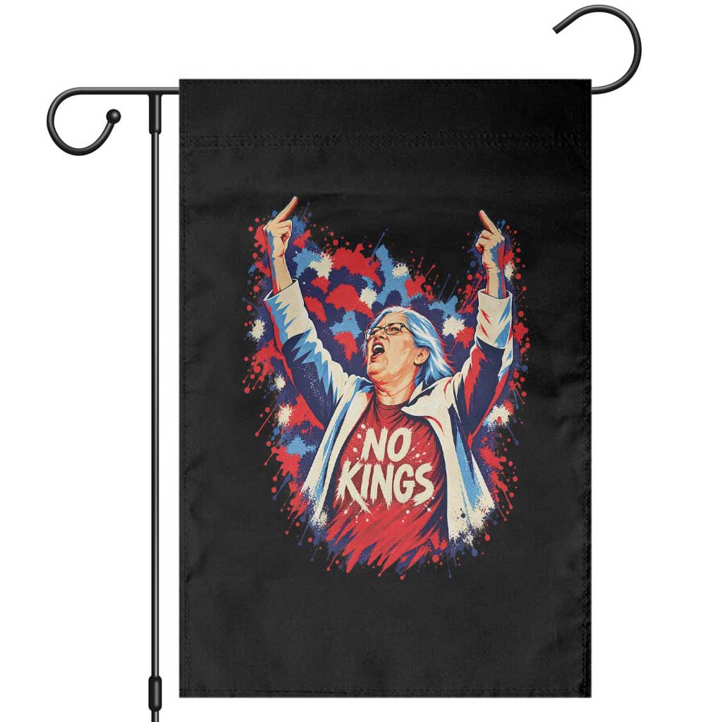 Funny Rebellious Aunt Sue Middle Finger Patriotic Splatter Graphic Garden Flag