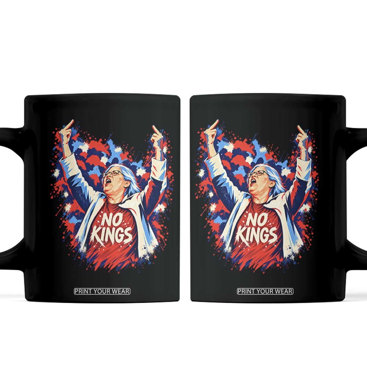 Funny Rebellious Aunt Sue Middle Finger Patriotic Splatter Graphic Coffee Mug