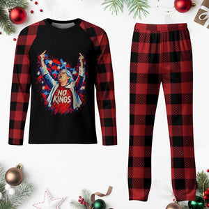 Funny Rebellious Aunt Sue Middle Finger Patriotic Splatter Graphic Plaid Pajama Set