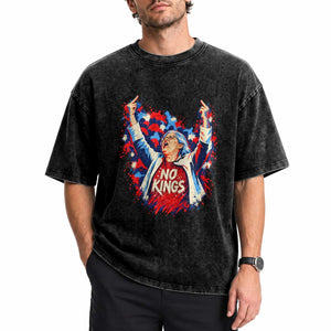 Funny Rebellious Aunt Sue Middle Finger Patriotic Splatter Graphic Washed Cotton T-Shirt