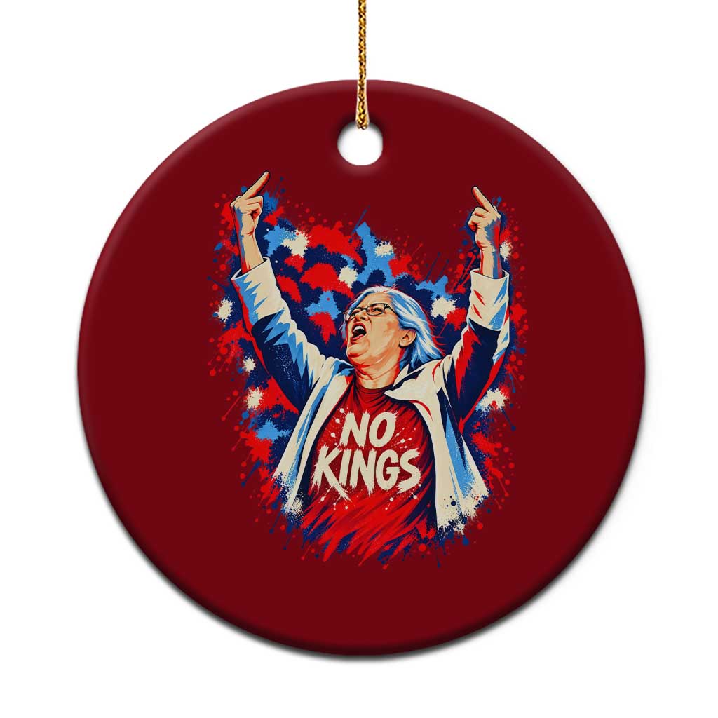 Funny Rebellious Aunt Sue Middle Finger Patriotic Splatter Graphic Ceramic Ornament