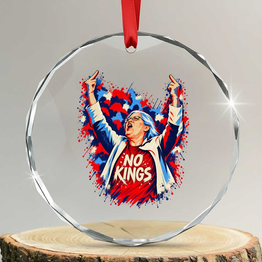 Funny Rebellious Aunt Sue Middle Finger Patriotic Splatter Graphic Crystal Glass Ornament