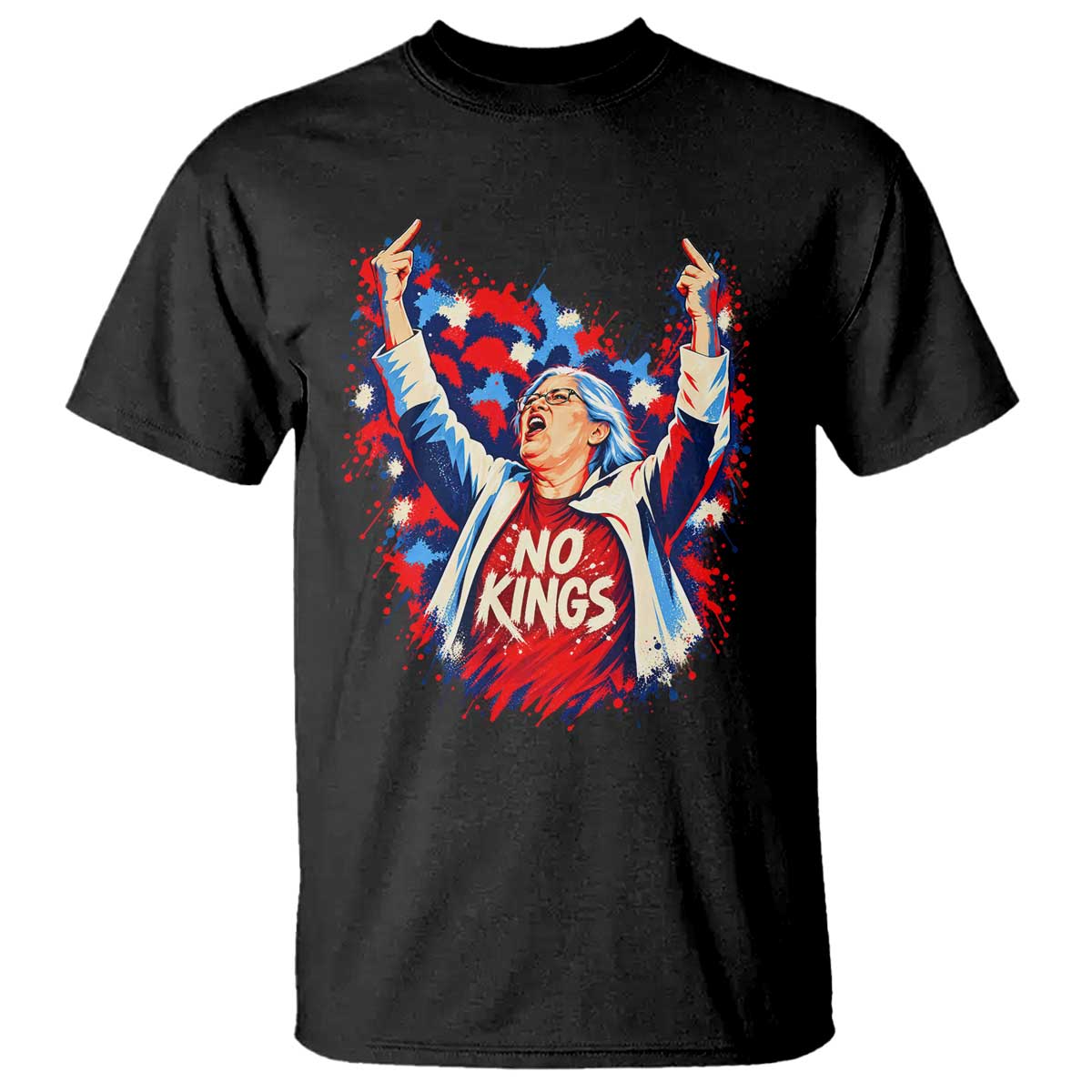 Funny Rebellious Aunt Sue Middle Finger Patriotic Splatter Graphic T Shirt
