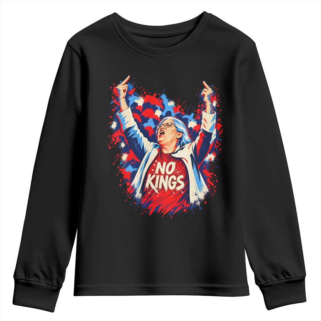 Funny Rebellious Aunt Sue Middle Finger Patriotic Splatter Graphic Youth Sweatshirt