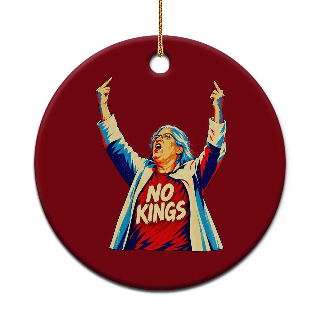Funny Rebellious Aunt Sue Middle Finger Pop Art Patriotic Graphic Ceramic Ornament