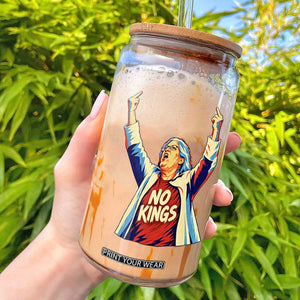 Funny Rebellious Aunt Sue Middle Finger Pop Art Patriotic Graphic Glass Can