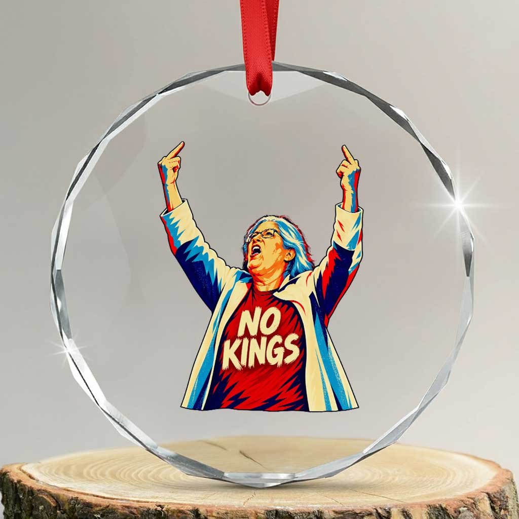 Funny Rebellious Aunt Sue Middle Finger Pop Art Patriotic Graphic Crystal Glass Ornament