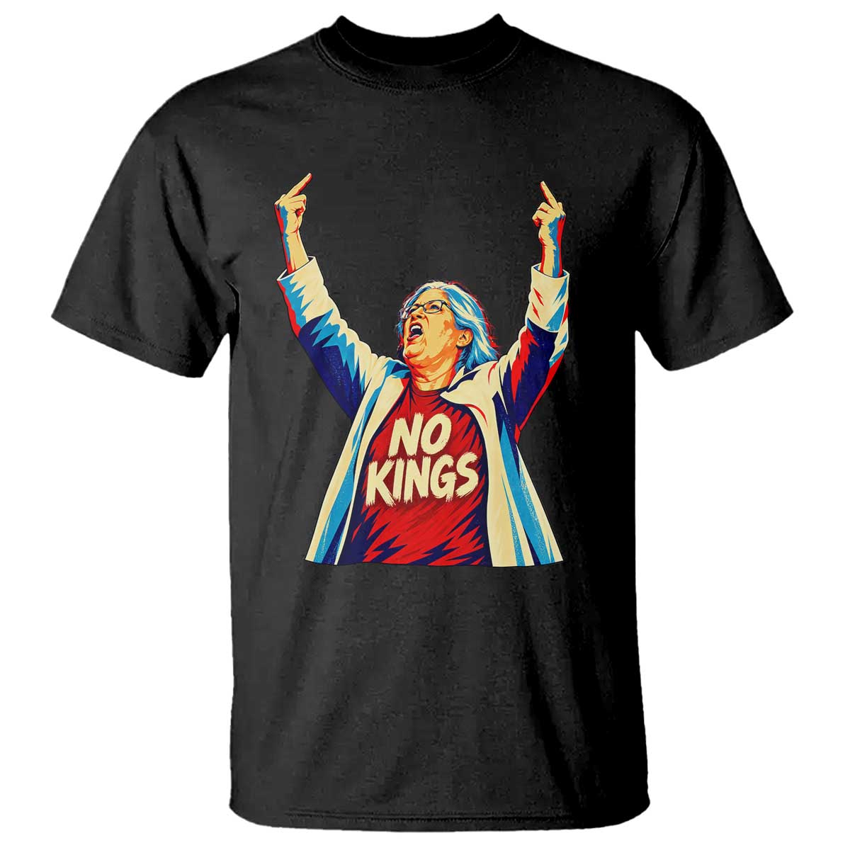 Funny Rebellious Aunt Sue Middle Finger Pop Art Patriotic Graphic T Shirt