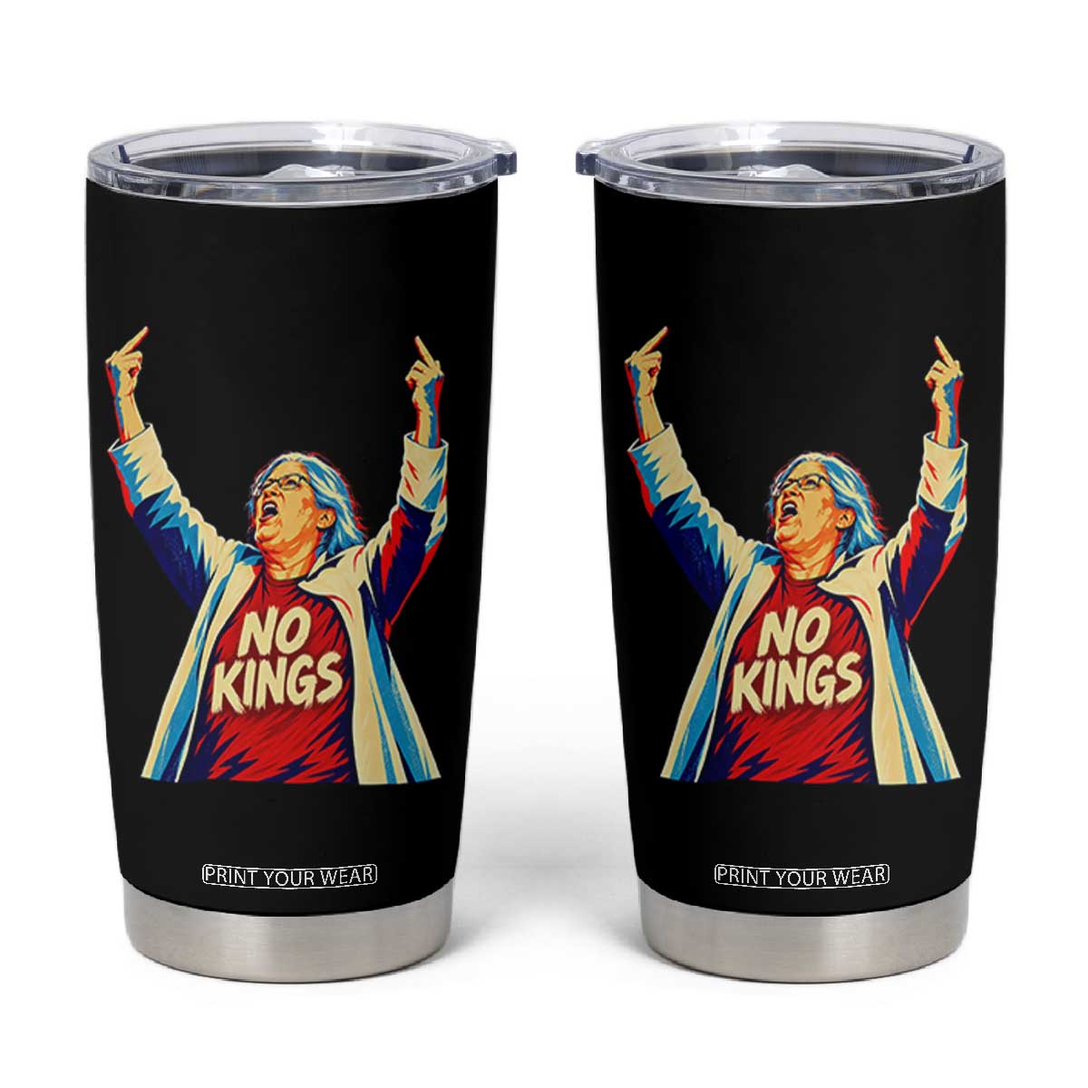 Funny Rebellious Aunt Sue Middle Finger Pop Art Patriotic Graphic Tumbler Cup