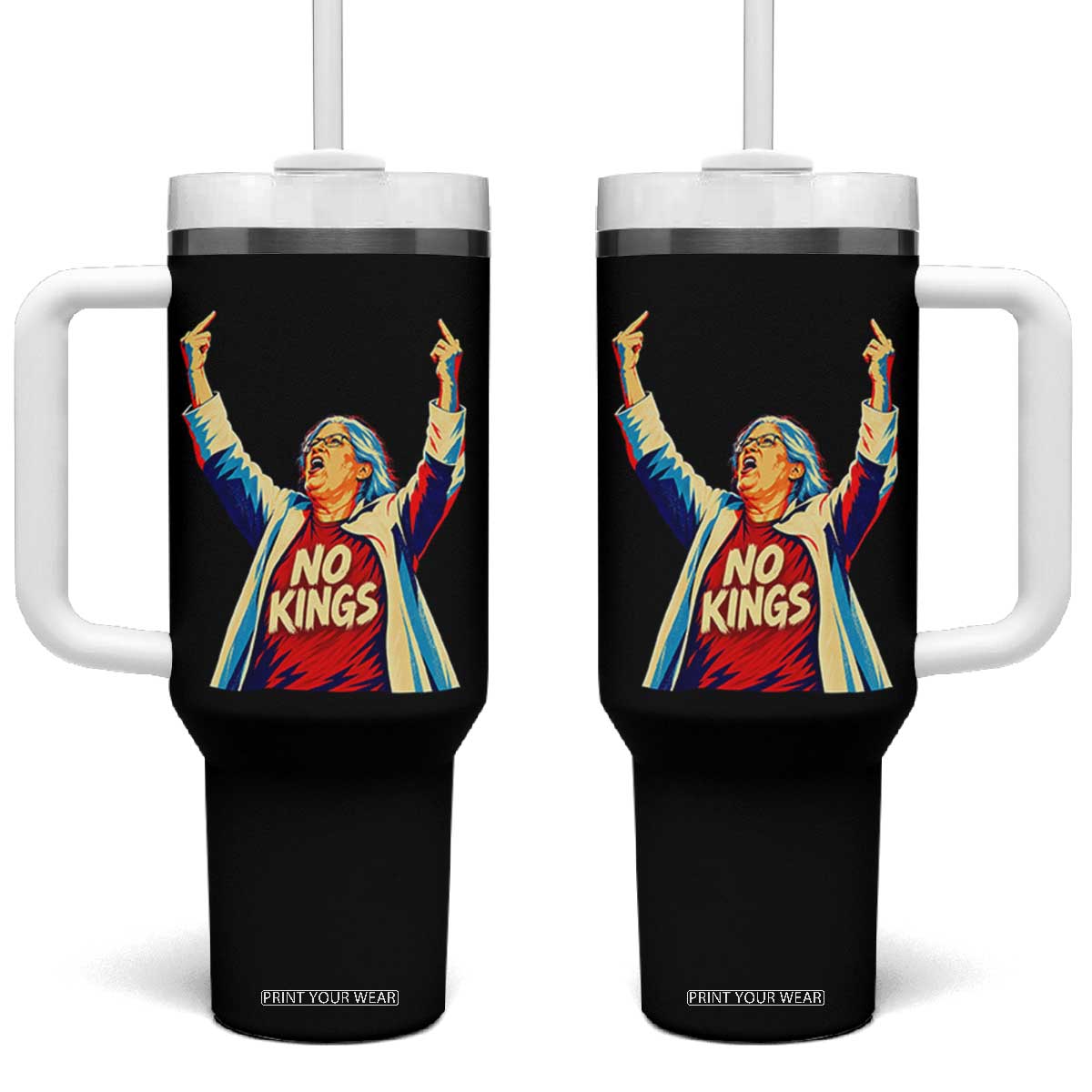 Funny Rebellious Aunt Sue Middle Finger Pop Art Patriotic Graphic Tumbler With Handle