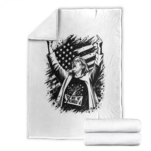Funny Rebellious Aunt Sue Middle Finger Grunge American Flag Graphic Throw Blanket