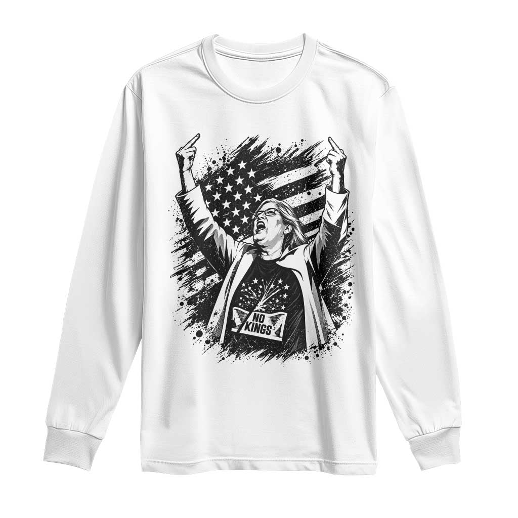 Funny Rebellious Aunt Sue Middle Finger Grunge American Flag Graphic Long Sleeve Shirt