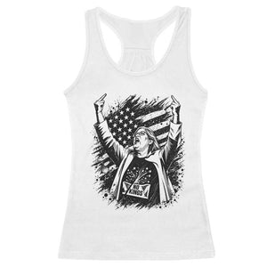 Funny Rebellious Aunt Sue Middle Finger Grunge American Flag Graphic Racerback Tank Top