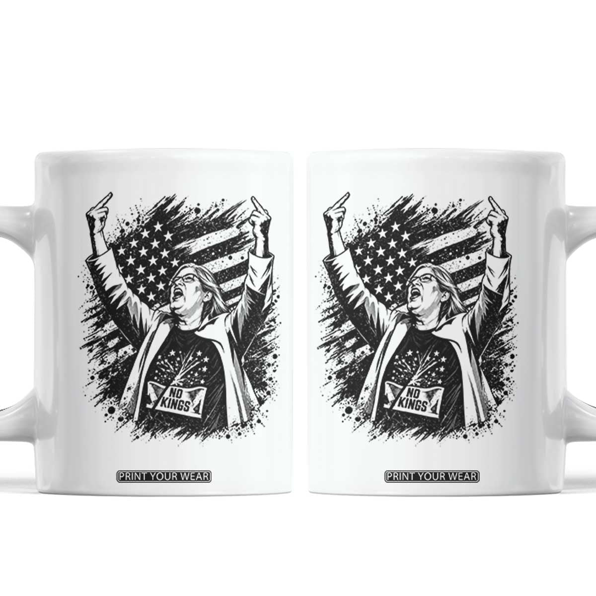 Funny Rebellious Aunt Sue Middle Finger Grunge American Flag Graphic Coffee Mug