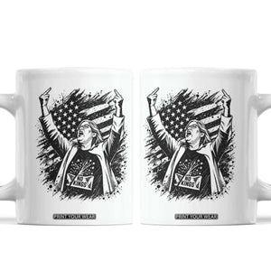 Funny Rebellious Aunt Sue Middle Finger Grunge American Flag Graphic Coffee Mug