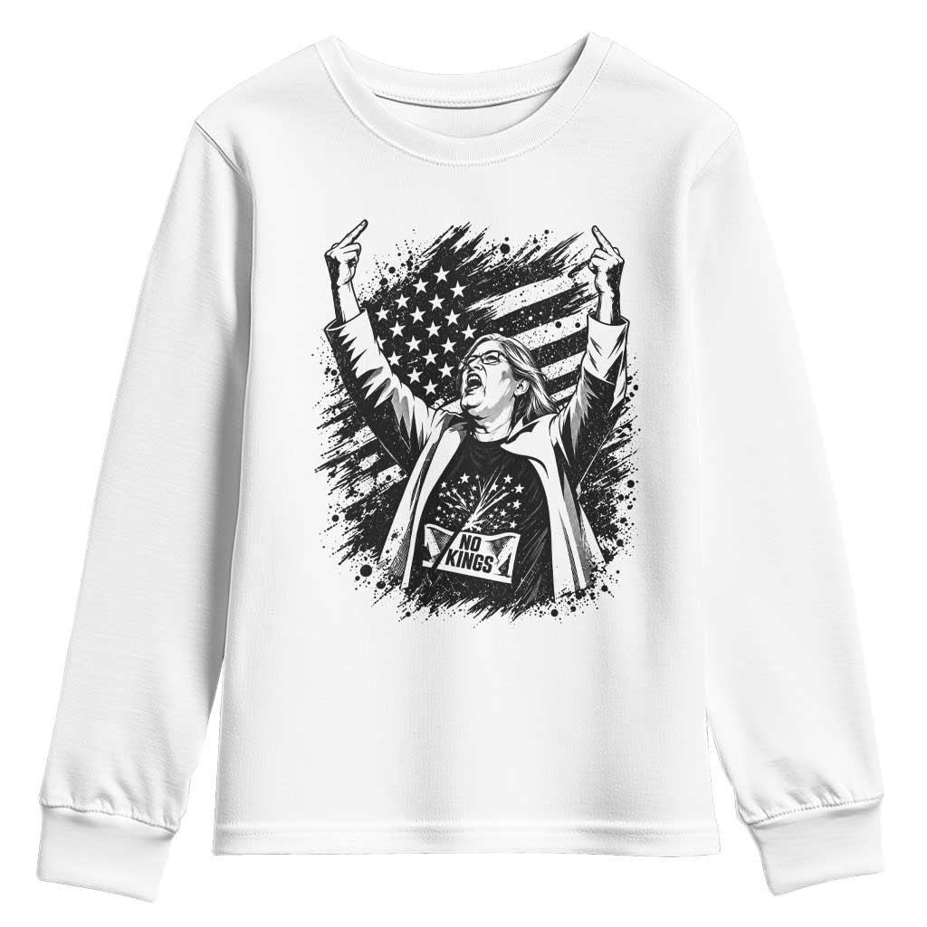 Funny Rebellious Aunt Sue Middle Finger Grunge American Flag Graphic Youth Sweatshirt