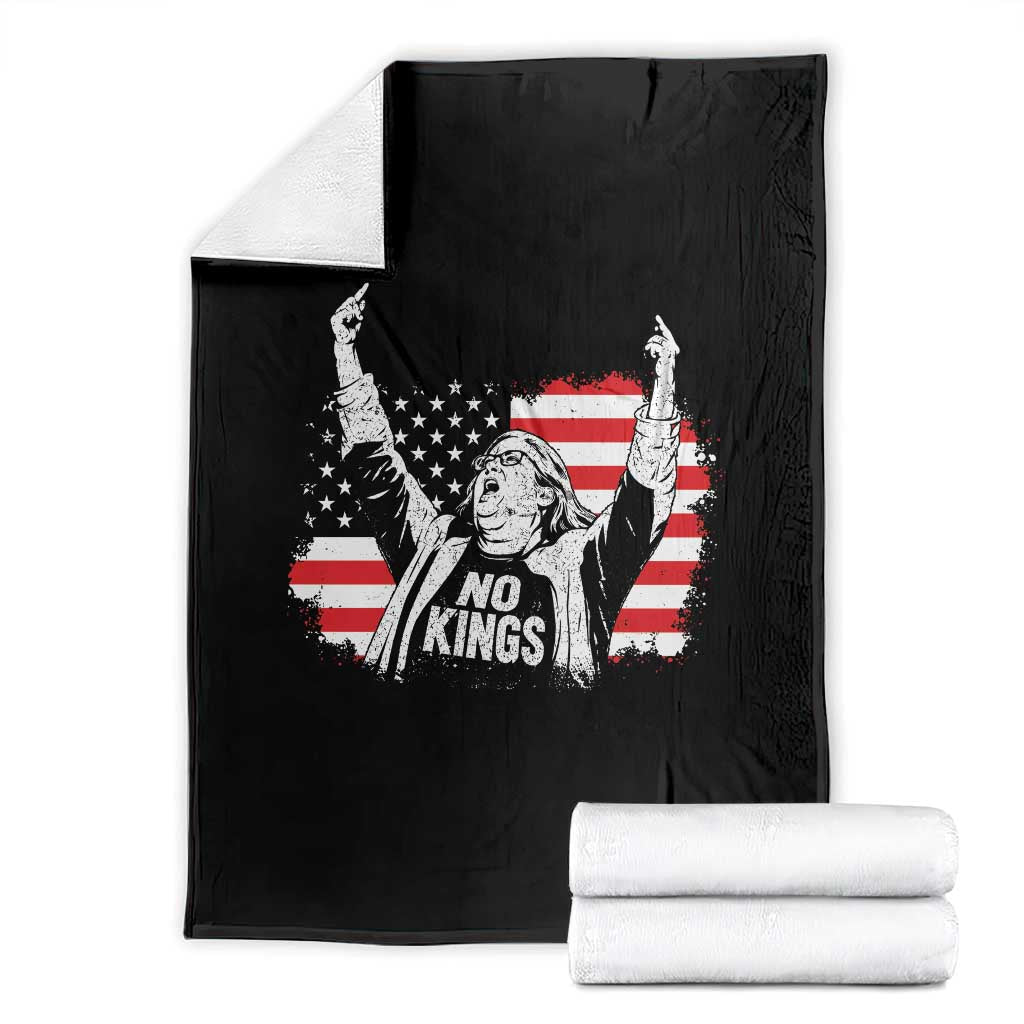 Funny Rebellious Aunt Sue Middle Finger Distressed USA Flag Graphic Throw Blanket