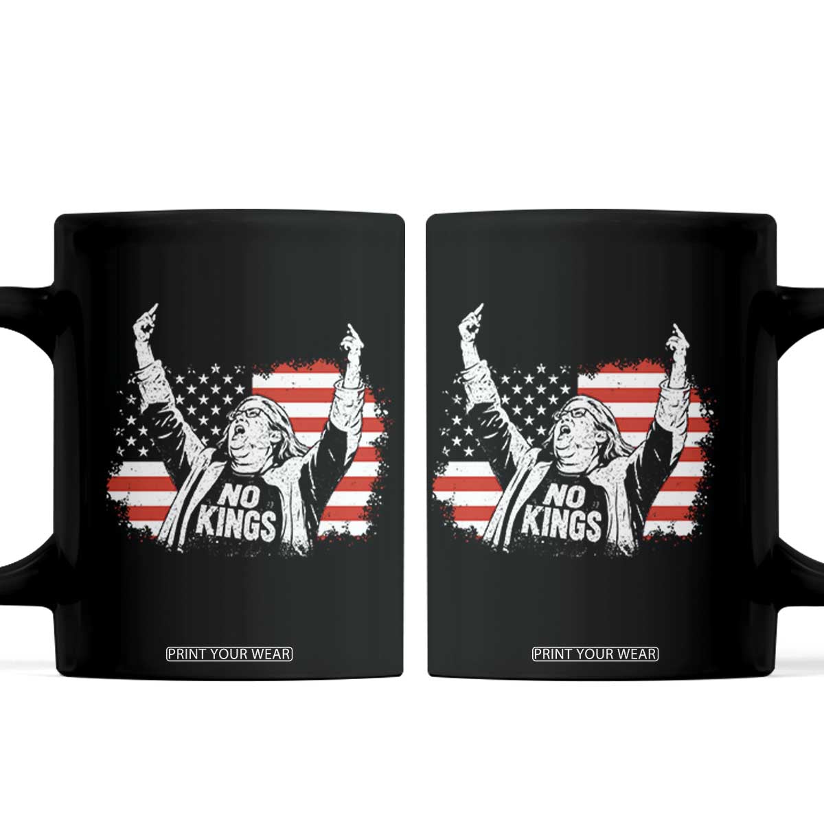 Funny Rebellious Aunt Sue Middle Finger Distressed USA Flag Graphic Coffee Mug