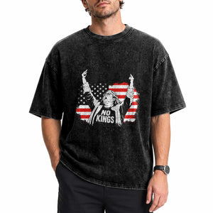 Funny Rebellious Aunt Sue Middle Finger Distressed USA Flag Graphic Washed Cotton T-Shirt