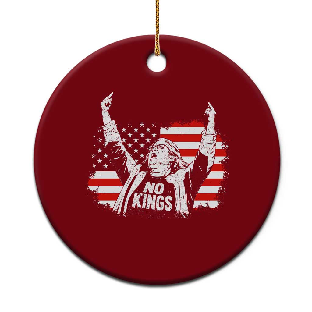 Funny Rebellious Aunt Sue Middle Finger Distressed USA Flag Graphic Ceramic Ornament