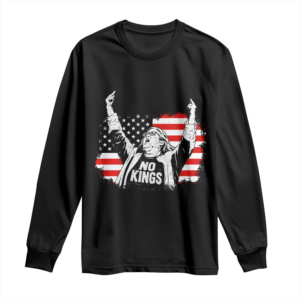 Funny Rebellious Aunt Sue Middle Finger Distressed USA Flag Graphic Long Sleeve Shirt
