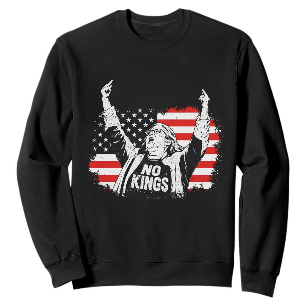 Funny Rebellious Aunt Sue Middle Finger Distressed USA Flag Graphic Sweatshirt