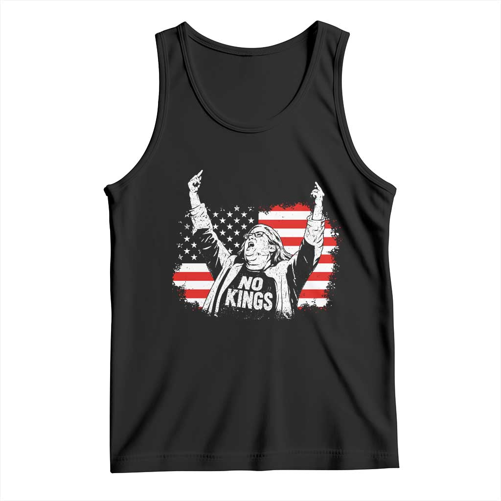 Funny Rebellious Aunt Sue Middle Finger Distressed USA Flag Graphic Tank Top