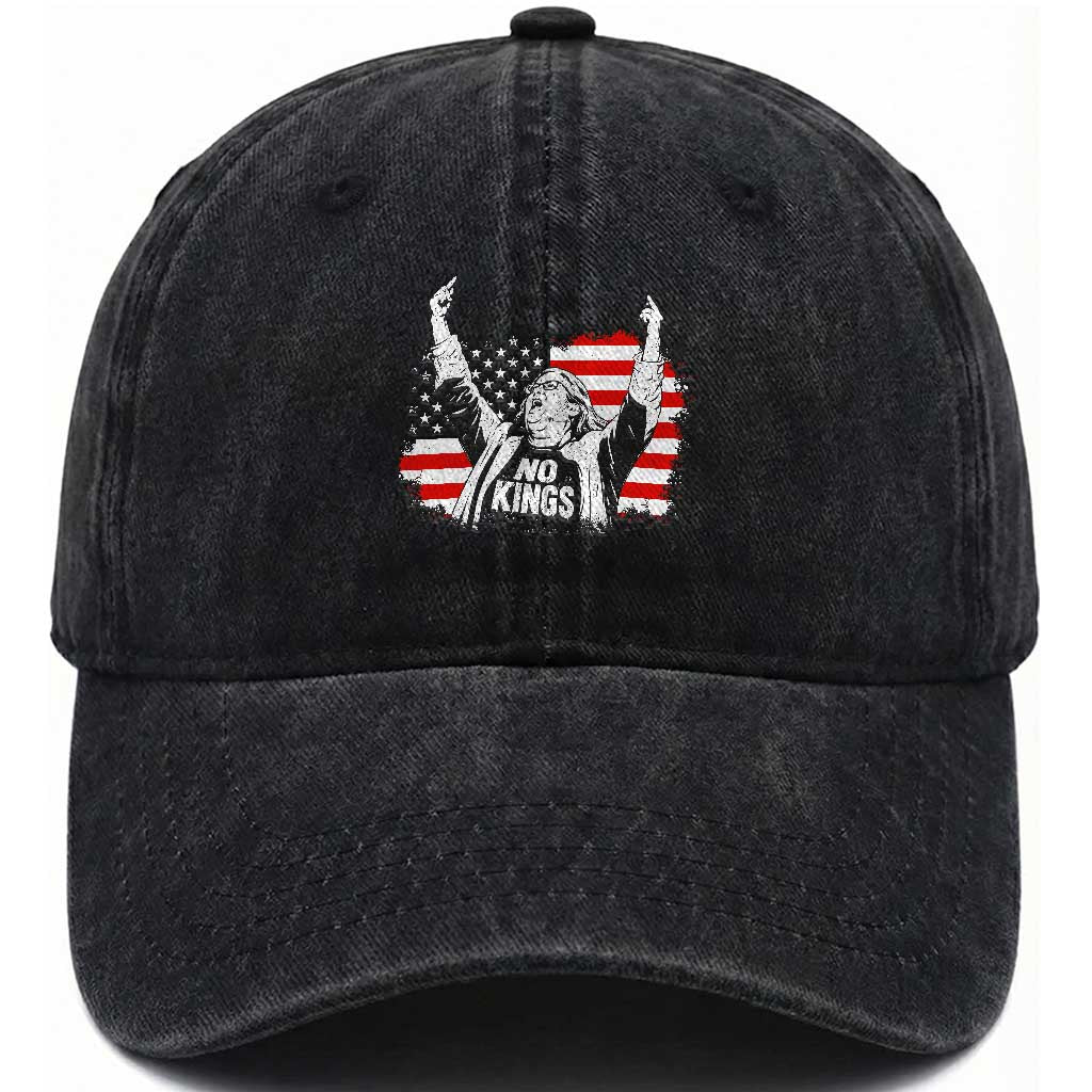 Funny Rebellious Aunt Sue Middle Finger Distressed USA Flag Graphic Washed Cotton Baseball Cap