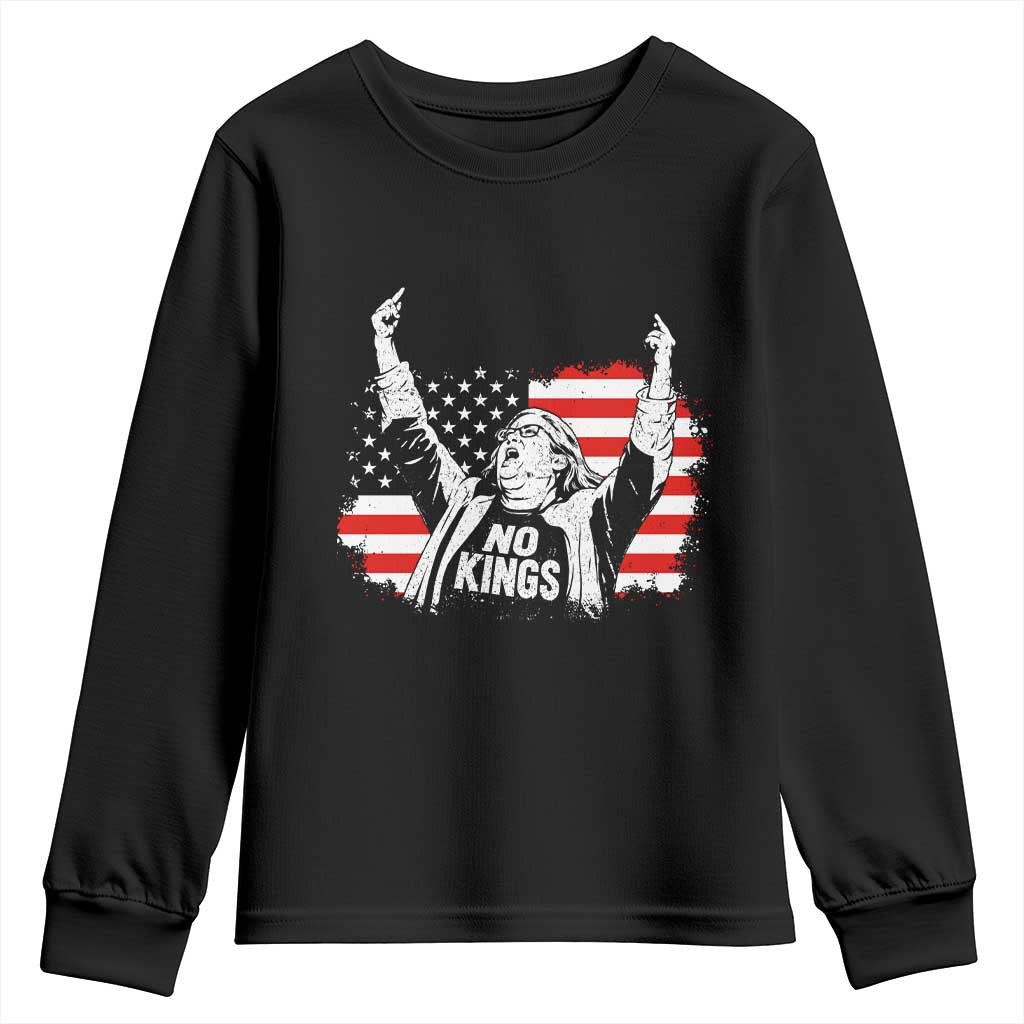 Funny Rebellious Aunt Sue Middle Finger Distressed USA Flag Graphic Youth Sweatshirt