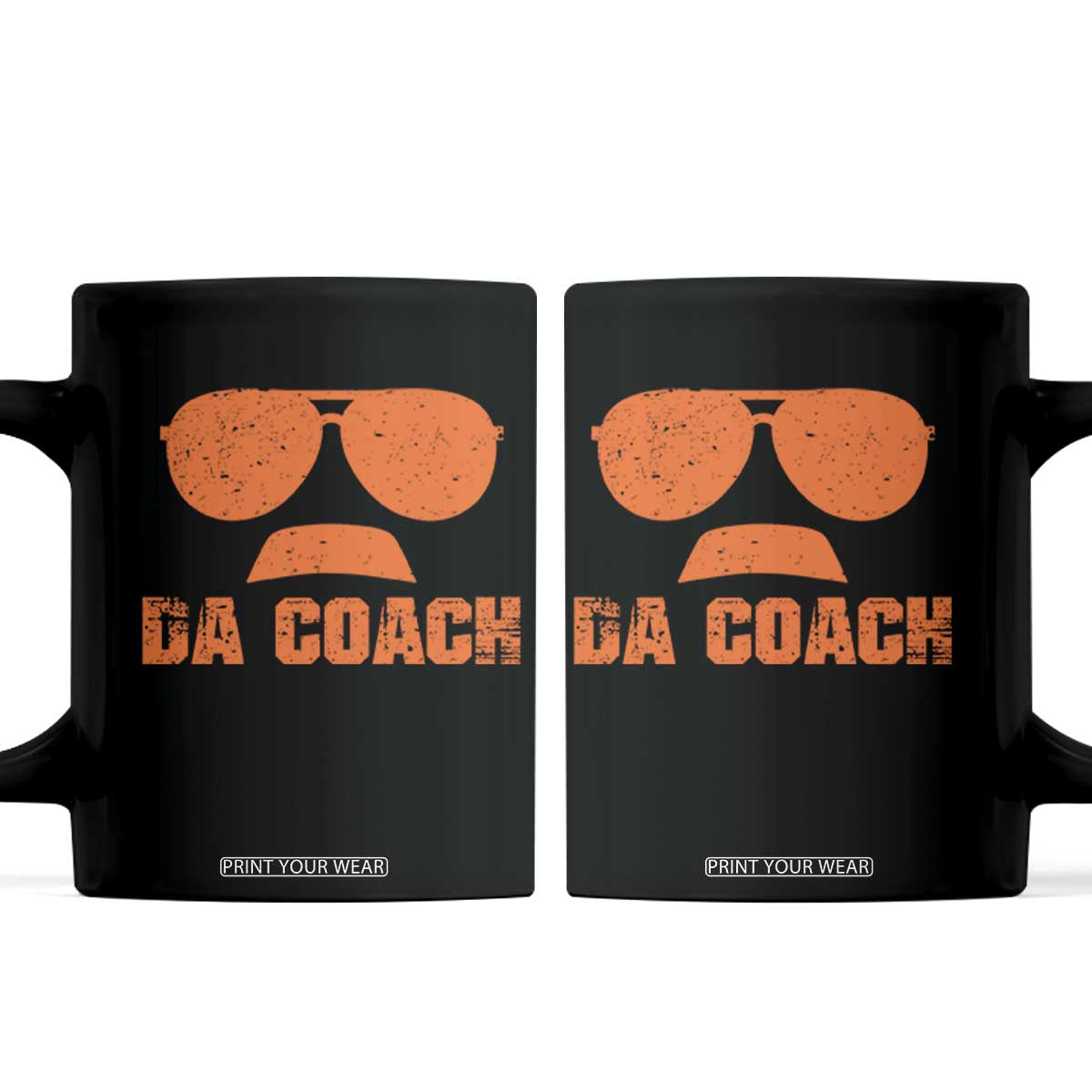 Da Coach Orange Sunglasses and Mustache Graphic Coffee Mug
