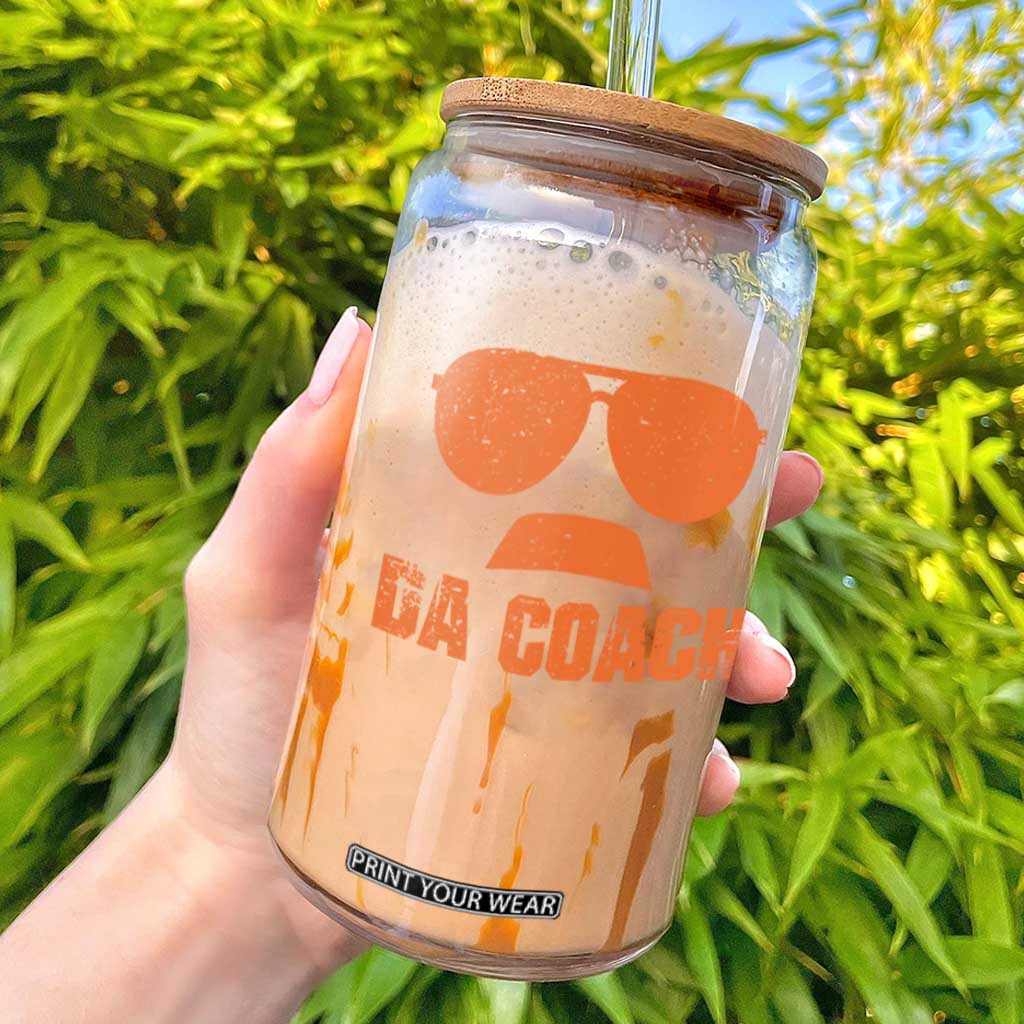 Da Coach Orange Sunglasses and Mustache Graphic Glass Can