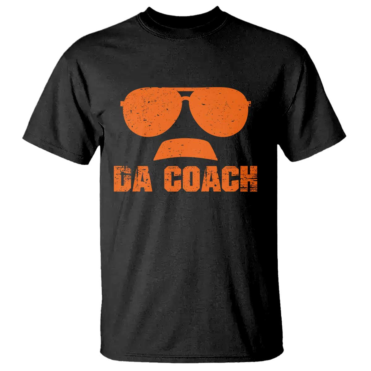 Da Coach Orange Sunglasses and Mustache Graphic T Shirt
