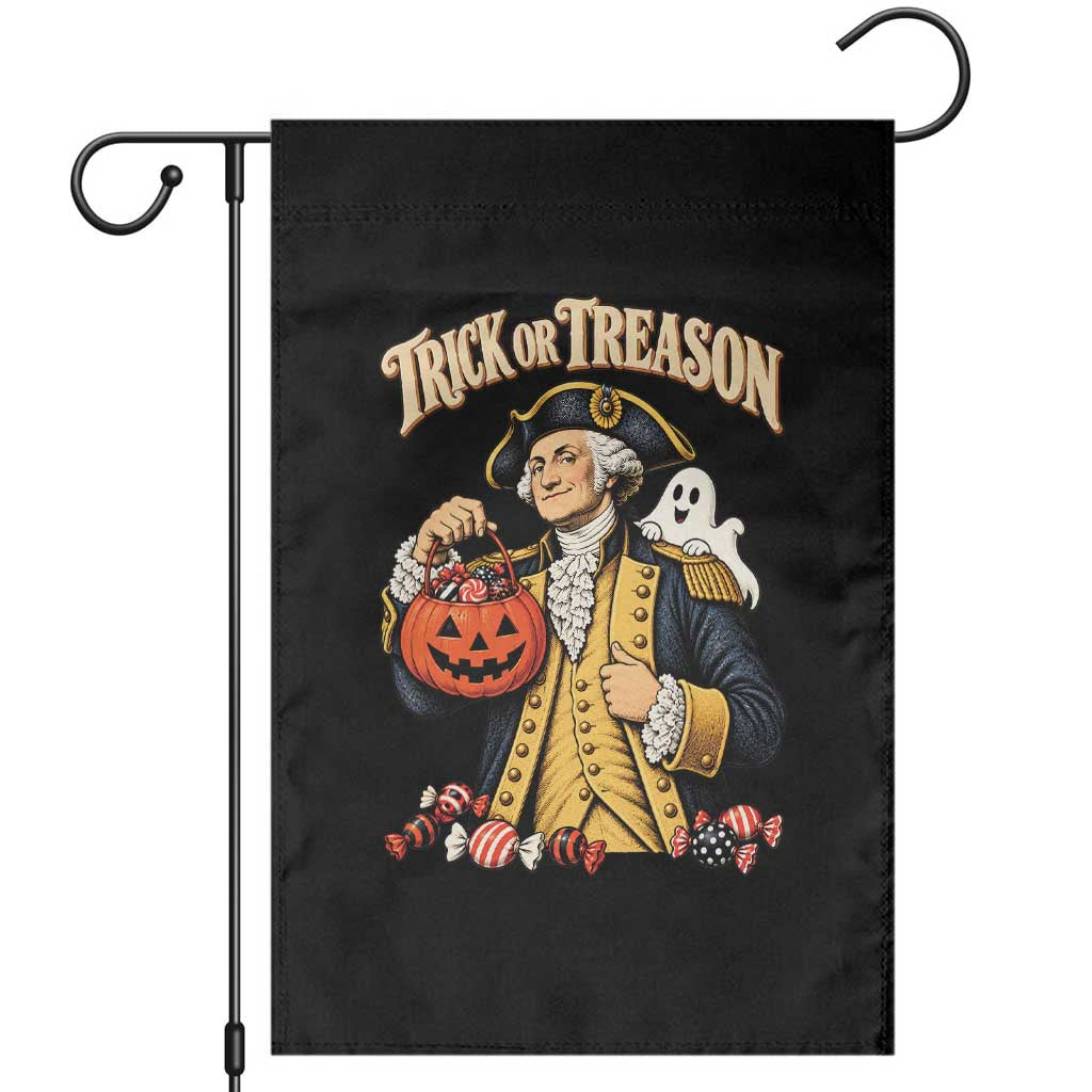 Trick Or Treason Funny George Washington Halloween Garden Flag Pumpkin Spooky Graphic