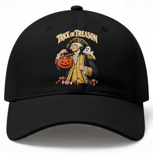 Trick Or Treason Funny George Washington Halloween Baseball Cap Pumpkin Spooky Graphic