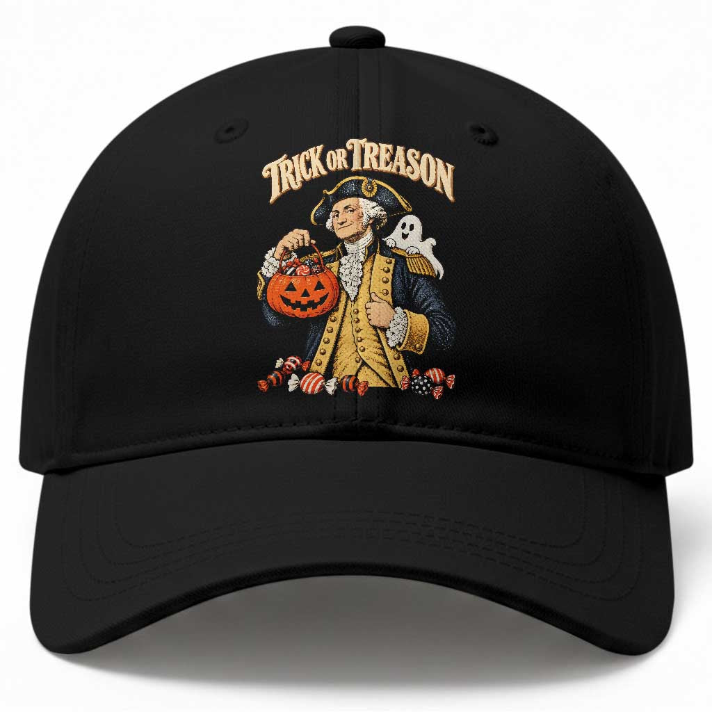 Trick Or Treason Funny George Washington Halloween Baseball Cap Pumpkin Spooky Graphic