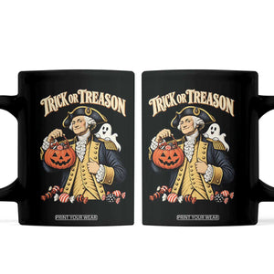 Trick Or Treason Funny George Washington Halloween Coffee Mug Pumpkin Spooky Graphic