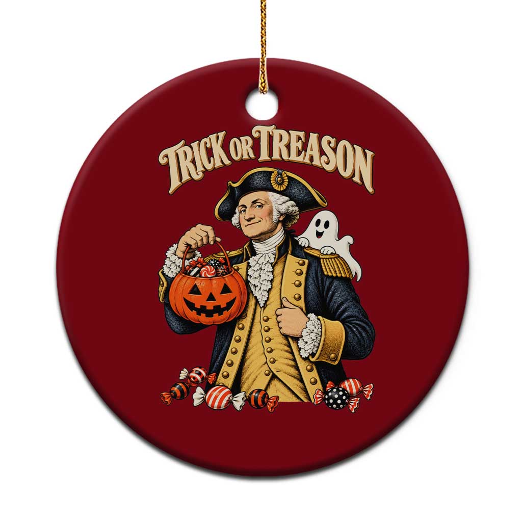 Trick Or Treason Funny George Washington Halloween Ceramic Ornament Pumpkin Spooky Graphic