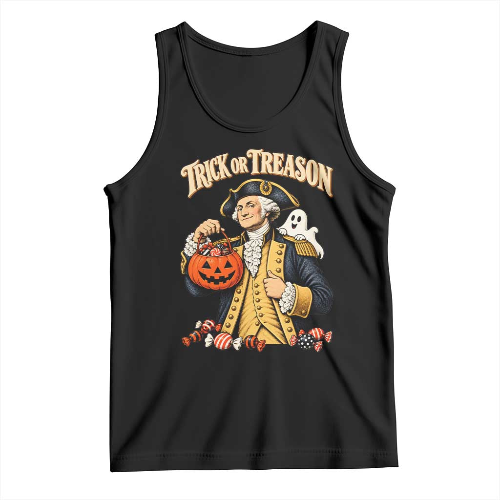 Trick Or Treason Funny George Washington Halloween Tank Top Pumpkin Spooky Graphic