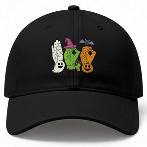 Boo ASL Hand Signs Halloween American Sign Language Spooky Graphic Baseball Cap