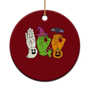 Boo ASL Hand Signs Halloween American Sign Language Spooky Graphic Ceramic Ornament