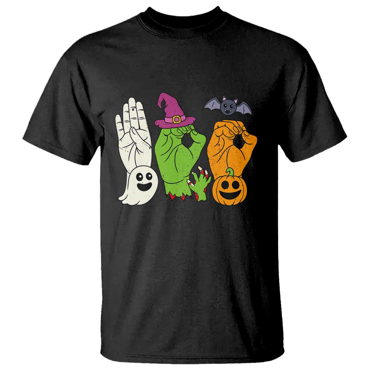 Boo ASL Hand Signs Halloween American Sign Language Spooky Graphic T Shirt
