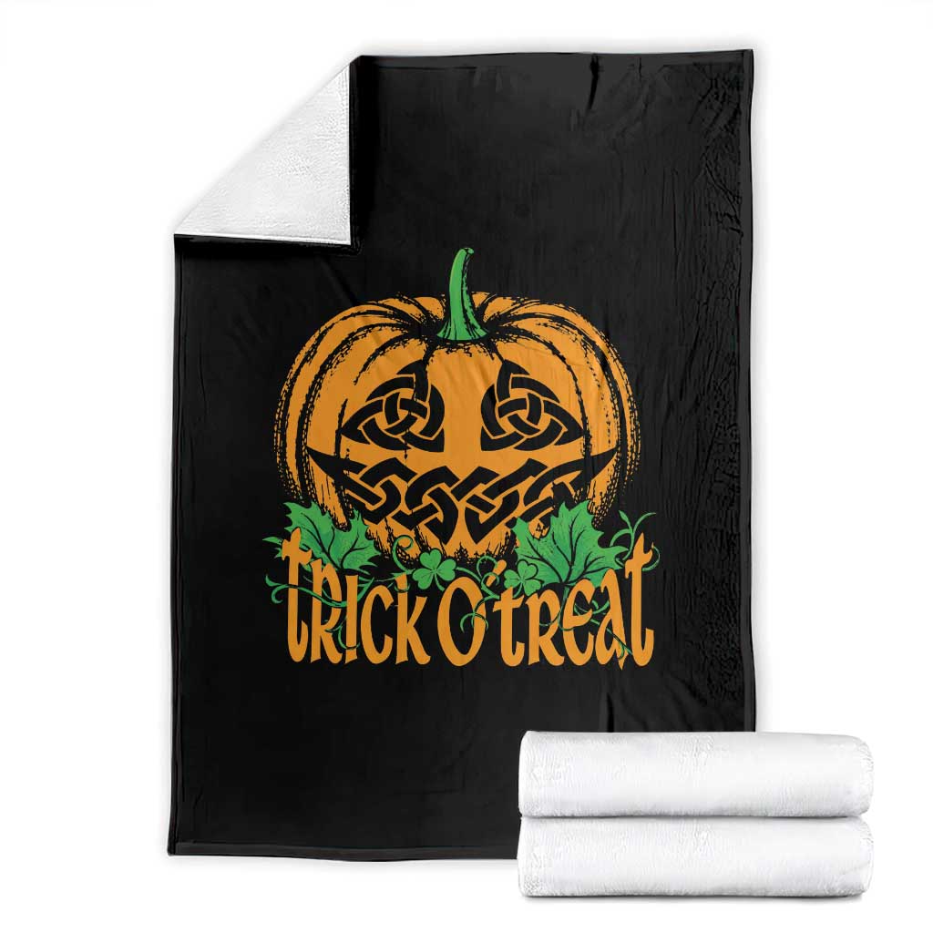 Trick O Treat Irish Celtic Knot Jack O Lantern Pumpkin Halloween Spooky Graphic Throw Blanket