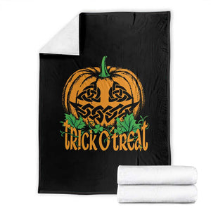 Trick O Treat Irish Celtic Knot Jack O Lantern Pumpkin Halloween Spooky Graphic Throw Blanket