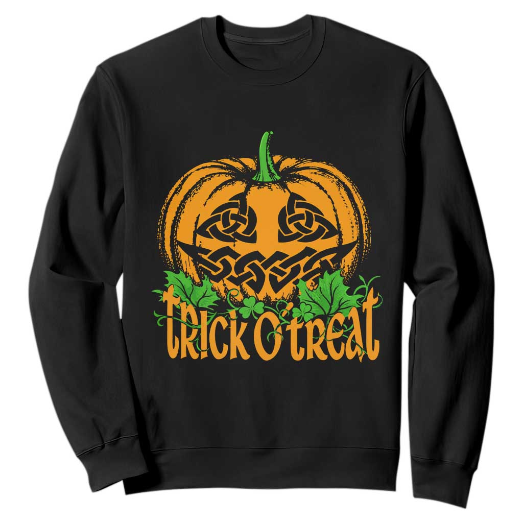 Trick O Treat Irish Celtic Knot Jack O Lantern Pumpkin Halloween Spooky Graphic Sweatshirt