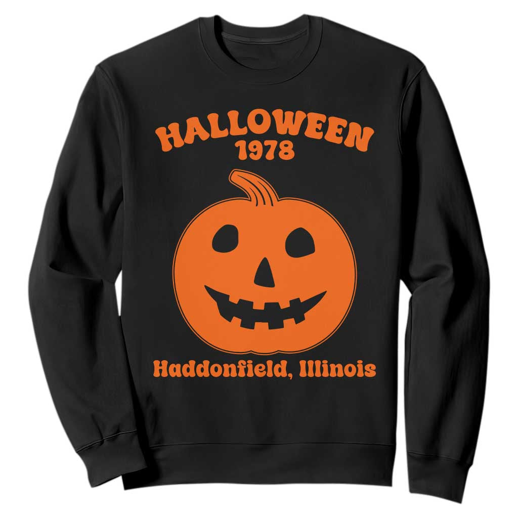 Halloween 1978 Haddonfield Illinois Sweatshirt Vintage Jack O Lantern Pumpkin Spooky Graphic